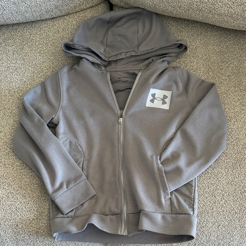 Boys Grey Under Armour Coldgear Zip Up Size YSM